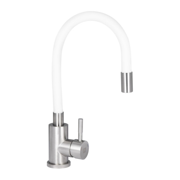 Смеситель для кухни Lidz Aria 015F3 с гибким изливом (k35) LDARI015F3WHI43362 White / Nickel