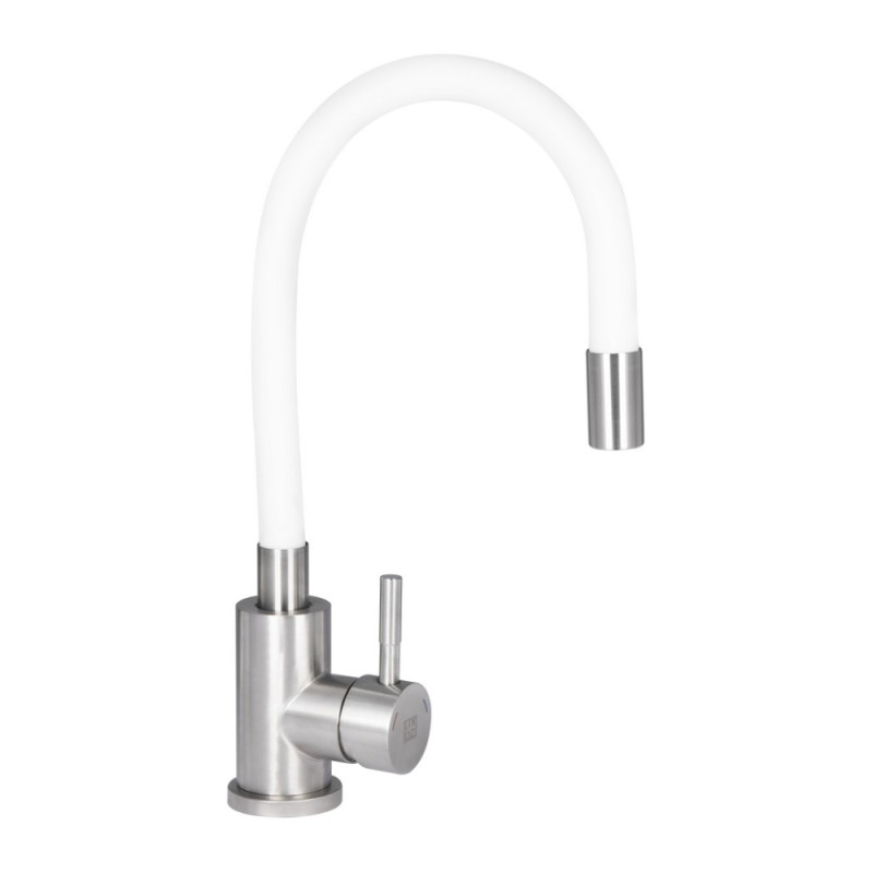 Змішувач для кухні Lidz Aria 015F3 з гнучким виливом (k35) LDARI015F3WHI43362 White / Nickel