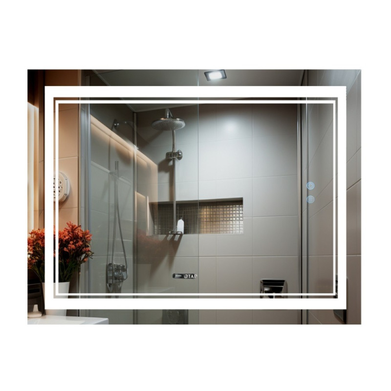 Зеркало Qtap Cardinal (CA1) 1000х800 с LED-подсветкой Touch, с антизапотеванием, с диммером, рег. темп. цвета (3000-6500K) QT0478C10080