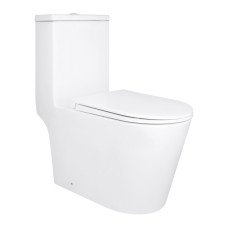 Унітаз-моноблок підлоговий Qtap Kolibri Ultra Quiet безобідковий з сидінням Soft-close WHITE QT10226380W