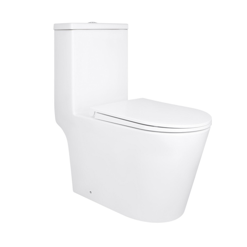 Унитаз-моноблок напольный Qtap Kolibri Ultra Quiet безободковый с сиденьем Soft-close WHITE QT10226380W