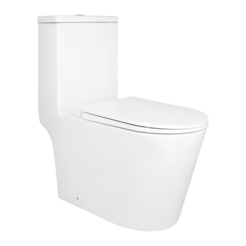 Унитаз-моноблок напольный Qtap Kolibri Ultra Quiet безободковый с сиденьем Soft-close WHITE QT10226380W