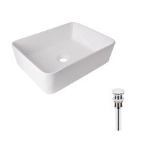 Комплект Qtap Tern: Раковина накладная прямоугольная 480х370х135 мм White + Донный клапан PU02