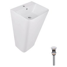 Комплект Qtap Tern: Раковина напольная моноблок 440х380х830 мм White + Донный клапан PU02O