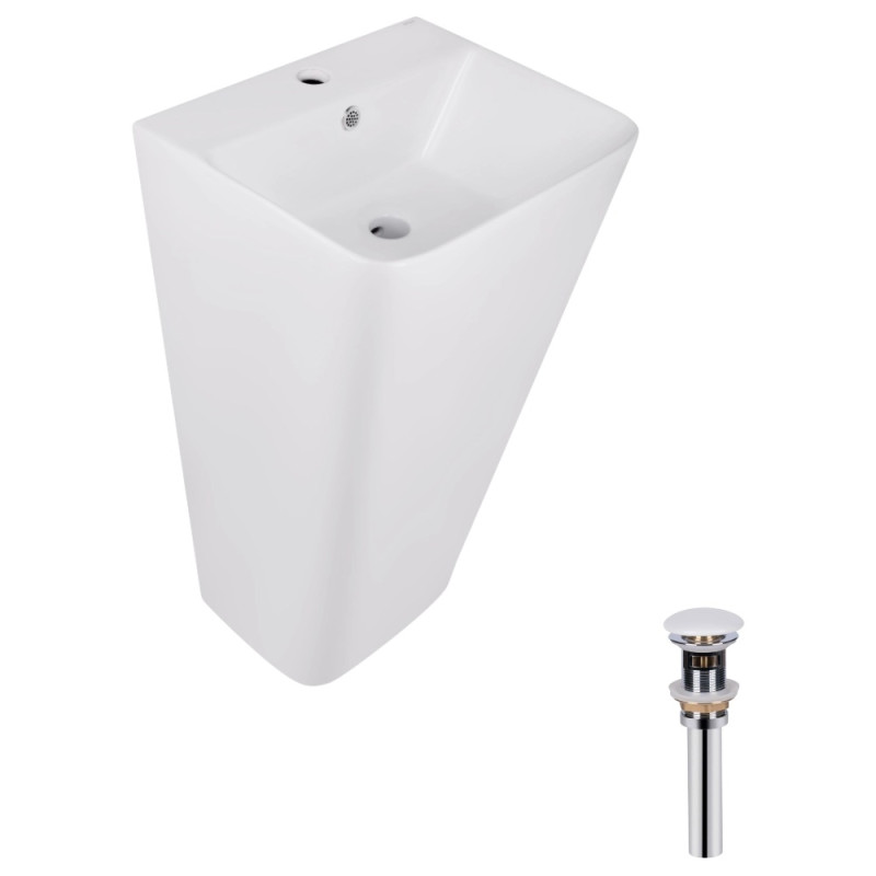 Комплект Qtap Tern: Раковина напольная моноблок 440х380х830 мм White + Донный клапан PU02O