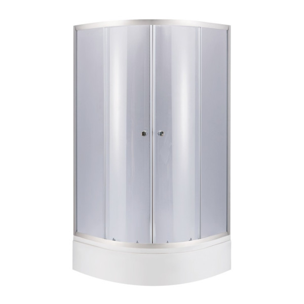 Lidz Latwa SC80x80.SAT.MID.GR Душевая кабина полукруглая, стекло тон. 4 мм + Lidz Душевой поддон KAPIELKA ST80x80x26, с панелью