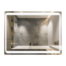 Дзеркало Qtap Mideya 800х600 з LED-підсвічуванням Touch, з антизапотіванням, з годинником, димером QT2078NCF8060W