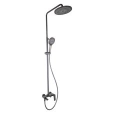 Душова система універсальна Qtap Slavonice на три споживача (з виливом) QTSLA111GMB45910 Gunmetal Black PVD