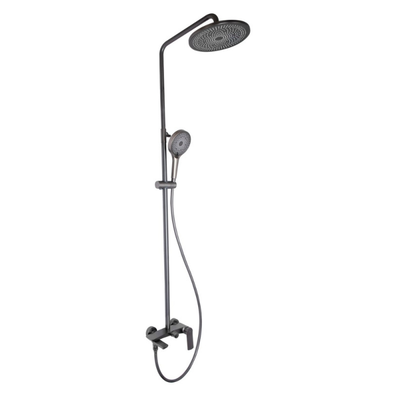 Душова система універсальна Qtap Slavonice на три споживача (з виливом) QTSLA111GMB45910 Gunmetal Black PVD