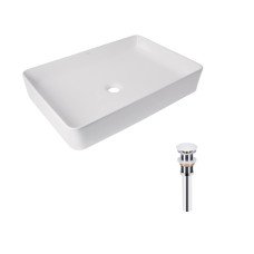 Комплект Qtap Tern: Раковина накладная прямоугольная 600x400x110 мм WHITE + Донный клапан PU02