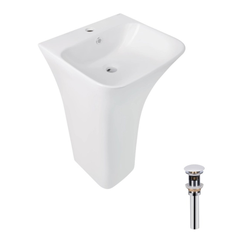 Комплект Qtap Crow: Раковина напольная моноблок 445x420x840 мм White + Донный клапан PU02O