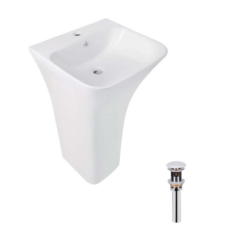 Комплект Qtap Crow: Раковина напольная моноблок 445x420x840 мм White + Донный клапан PU02O