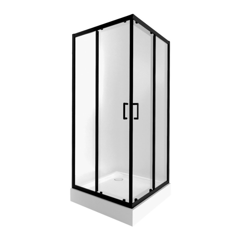 Набор Qtap душевая кабина Taurus BLA1099SC6 Clear 2020x900x900 мм + поддон Tern 309912C 90x90x12 см с сифоном