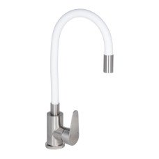 Смеситель для кухни Lidz Vida 015F3 с гибким изливом (k35) LDVID015F3WHI43357 White / Nickel