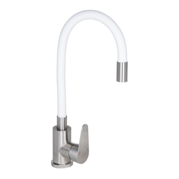 Смеситель для кухни Lidz Vida 015F3 с гибким изливом (k35) LDVID015F3WHI43357 White / Nickel