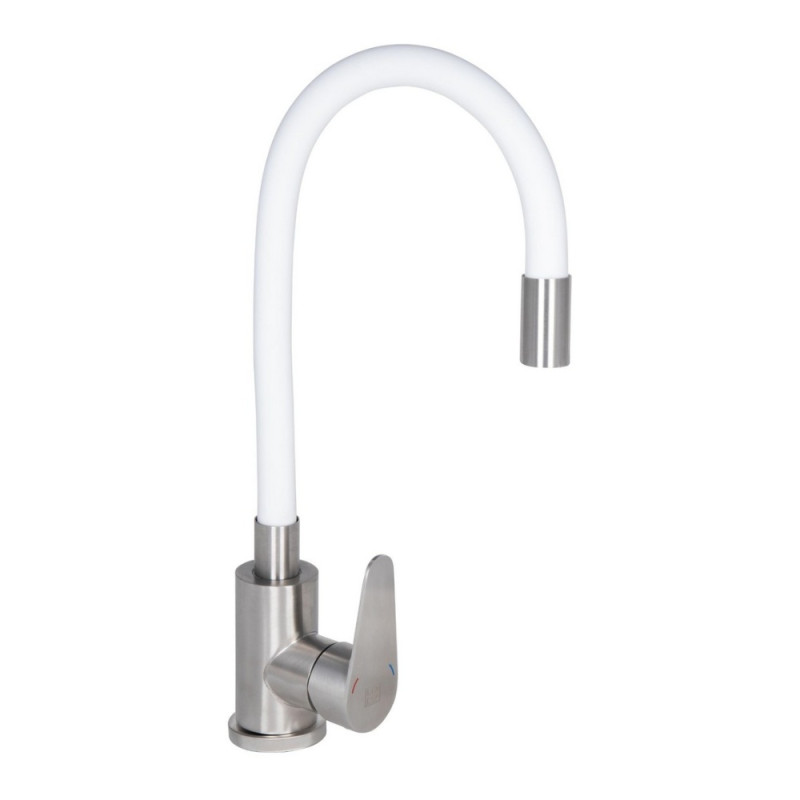 Змішувач для кухні Lidz Vida 015F3 з гнучким виливом (k35) LDVID015F3WHI43357 White / Nickel