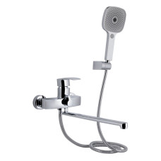 Смеситель для ванны Qtap Swan Eco с длинным поворотным изливом (c душевым гарнитуром) QTSWA2601CRM45533 Chrome