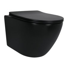 Унітаз підвісний Qtap Robin New Ultra Quiet безобідковий з сидінням Soft-close MATT BLACK QT13332381АSMB