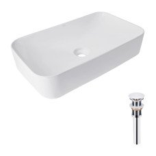 Комплект Qtap Tern: Раковина накладная прямоугольная 610x350x135 мм WHITE + Донный клапан PU02