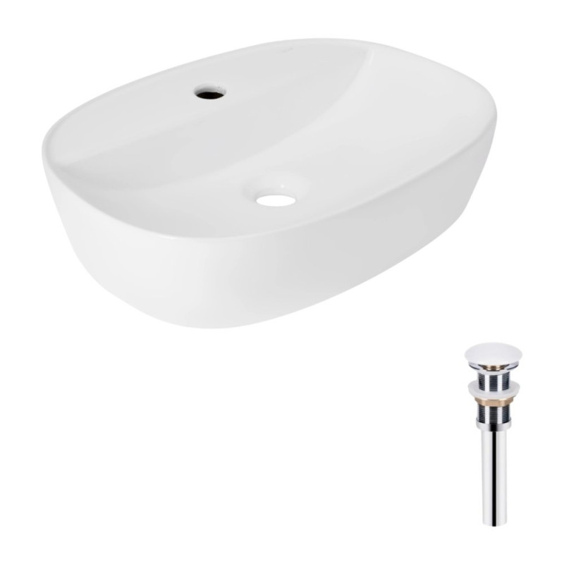 Комплект Qtap Scorpio: Раковина накладна овальна 500x380x120 мм White + Донний клапан PU02