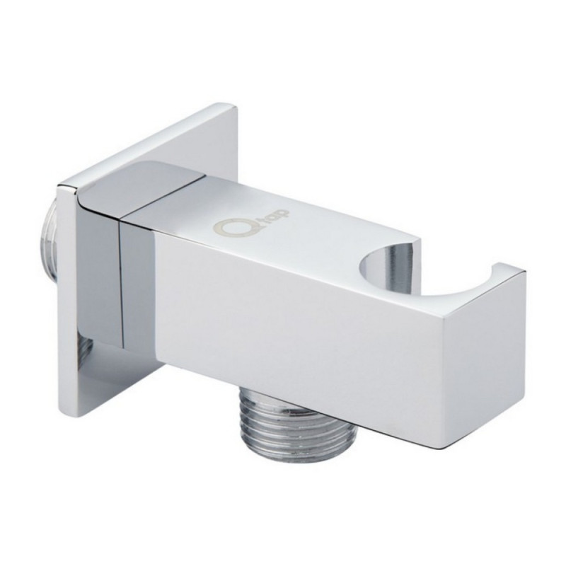 Подключение с держателем для шланга Qtap Spojeni прямоугольное QTCRMBH130 Chrome (Fixsit)