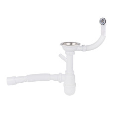 Сифон для кухонной мойки Lidz (WHI) 60 08 E001 01 ECO с круглым переливом (выход 50 мм)