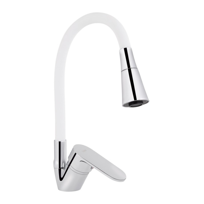 Смеситель для кухни Lidz Tani 008F3 с гибким изливом (k40) LDTAN008F3WCR37037 Chrome/White