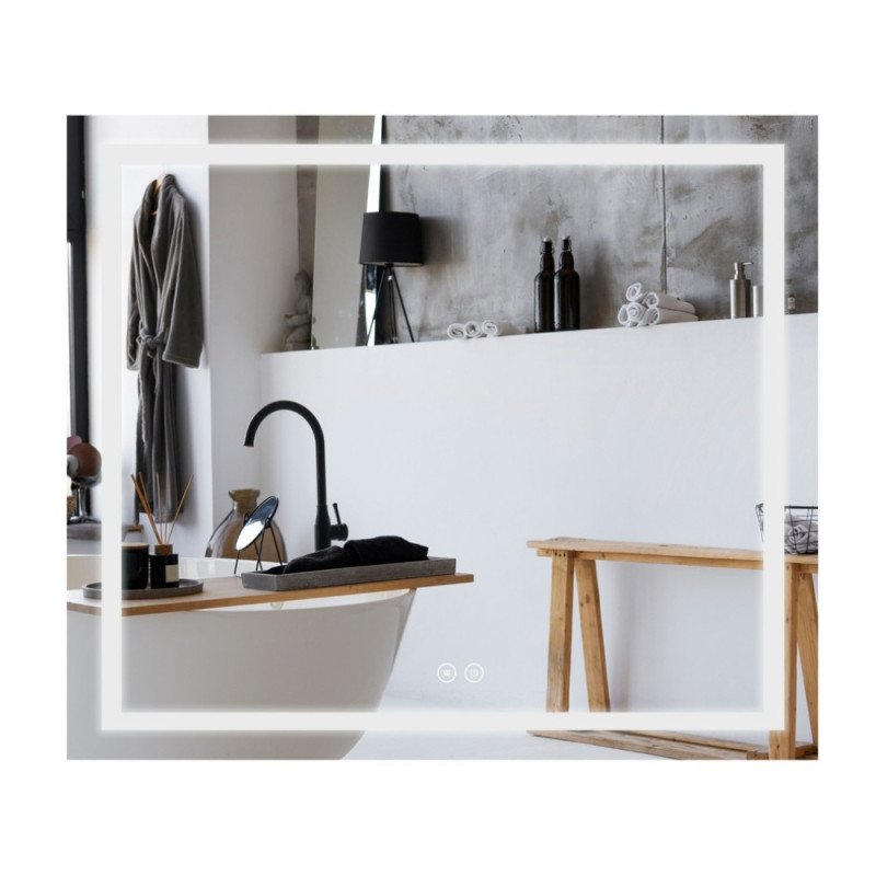 Зеркало Qtap Mideya 800х700 с LED-подсветкой Touch, с антизапотеванием, с диммером, рег. яркости QT2078NCF8070W