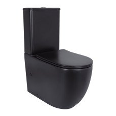 Унітаз підлоговий Qtap Robin Ultra Quiet безобідковий з сидінням Soft-close MATT BLACK QT13226083AMB