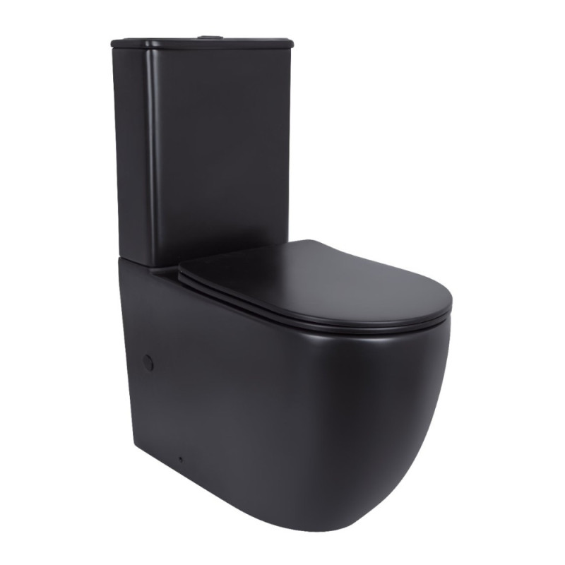 Унитаз напольный Qtap Robin Ultra Quiet безободковый с сиденьем Soft-Close MATT BLACK QT13226083AMB