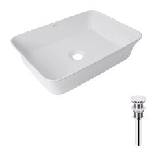 Комплект Qtap Virgo: Раковина накладная прямоугольная 490х350х110 мм White + Донный клапан PU02