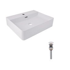 Комплект Qtap Nando LT: Раковина подвесная прямоугольная 500х420х130 мм White + Донный клапан PU02O