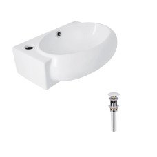 Комплект Qtap Leo: Раковина подвесная овальная левая 430x285x160 мм White + Донный клапан PU02O
