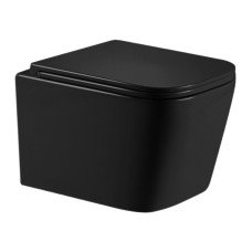 Унітаз підвісний Qtap Crow Ultra Quiet 485×340×290 мм, Matt Black, з сидінням Slim Duroplast/ Soft-close/ Quick Release QT05335171MB