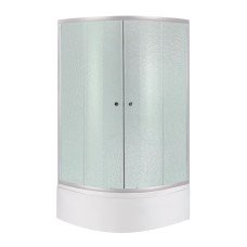 Душова кабіна Latwa SC80x80.SAT.HIGH.FR полукругла, скло Frost 4 мм + Душовий піддон KAPIELKA ST80x80x41, з панеллю Lidz