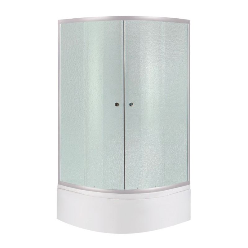 Душова кабіна Latwa SC80x80.SAT.HIGH.FR полукругла, скло Frost 4 мм + Душовий піддон KAPIELKA ST80x80x41, з панеллю Lidz