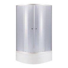 Душова кабіна Latwa SC90x90.SAT.HIGH.GR полукругла, скло тон 4 мм + Душовий піддон KAPIELKA ST90x90x41, з панеллю Lidz
