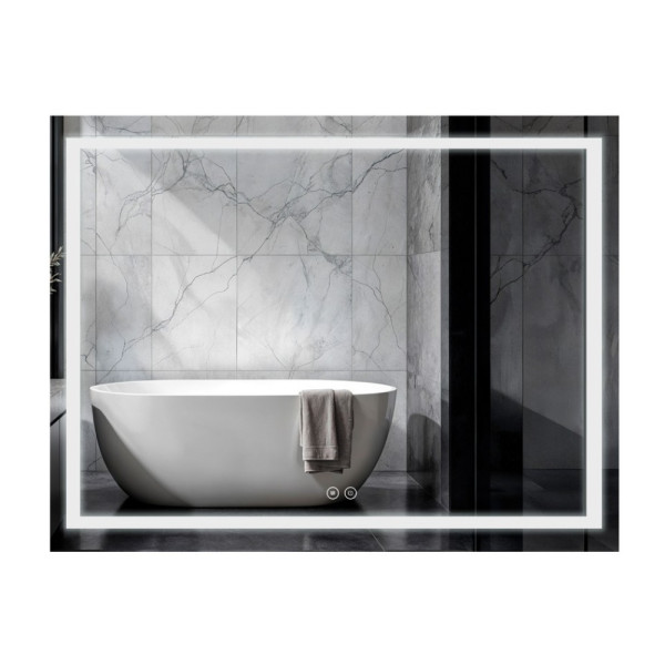 Зеркало Qtap Mideya 900х700 с LED-подсветкой Touch, с антизапотеванием, с диммером, рег. яркости QT2078NCF9070W