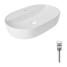 Комплект Qtap Scorpio: Раковина накладная овальная 600х400х120 мм White + Донный клапан PU02