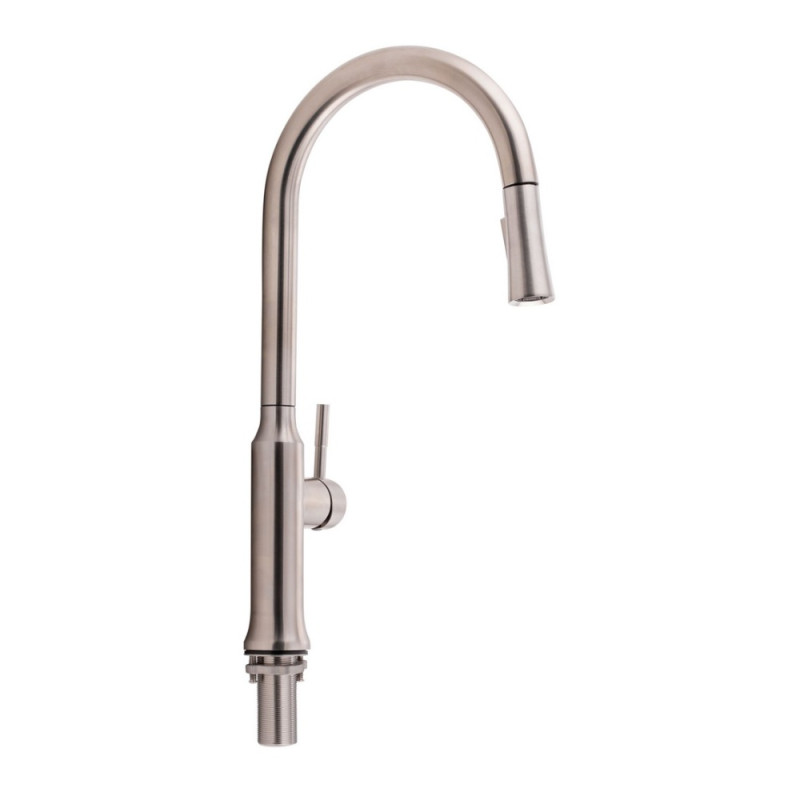 Смеситель для кухни Qtap Baruska с выдвижным изливом QTBAR9137103UN Brushed Nickel PVD