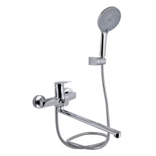 Смеситель для ванны Qtap Stenava New с поворотным изливом (c душевым гарнитуром) QTSTE2601CRM45536 Chrome