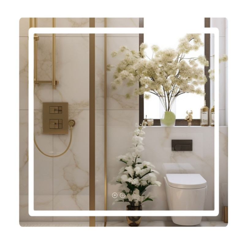 Зеркало Qtap Mideya 800x800 с LED-подсветкой Touch, с антизапотеванием, диммером, рег. яркости QT2078NCF8080W