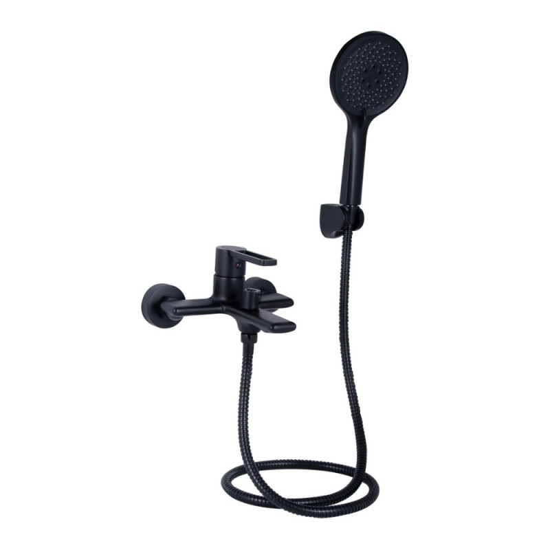 Смеситель для ванны Qtap Taurus (c душевым гарнитуром) QTTAU259BLM45662 Black Matt