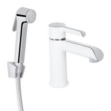Смеситель для раковины Qtap Grand (с гигиеническим душем) QTGRA272CRW45671 Chrome/White