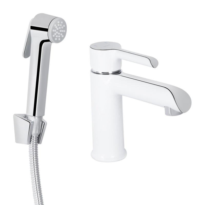 Смеситель для раковины Qtap Grand (с гигиеническим душем) QTGRA272CRW45671 Chrome/White