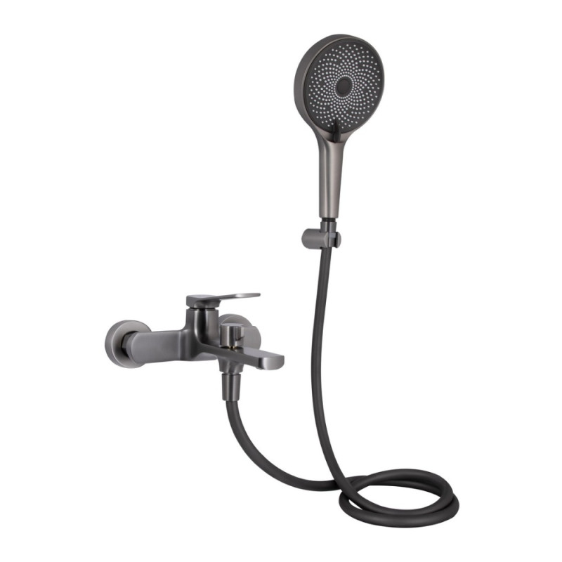 Смеситель для ванны Qtap Slavonice (c душевым гарнитуром) QTSLV259GMB48035 Gunmetal Black PVD