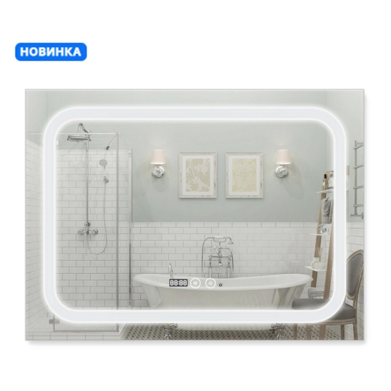 Зеркало Qtap Mideya (DC-F906) 800х600 с LED-подсветкой Touch, с диммером, рег. яркости QT2078F906W