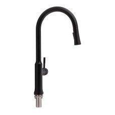Смеситель для кухни Qtap Baruska с выдвижным изливом QTBAR9137103UB Black Matt