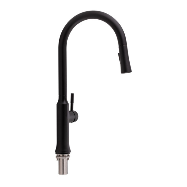 Смеситель для кухни Qtap Baruska с выдвижным изливом QTBAR9137103UB Black Matt