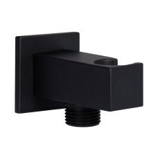 Подключение с держателем для шланга Qtap Spojeni прямоугольное QTCRBBH025 Black Matt